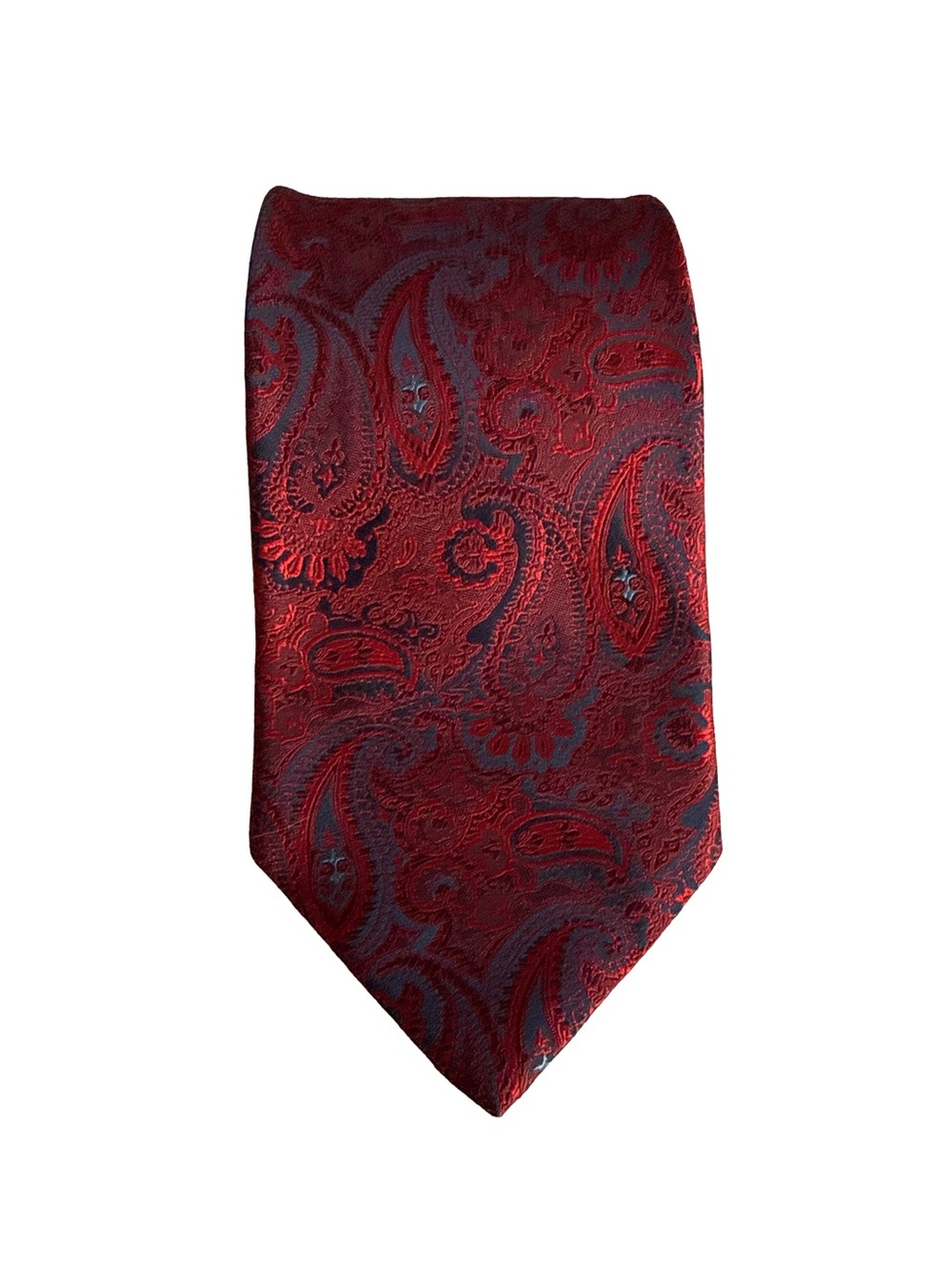 TOMMY HILFIGER Men’s Red Blue Paisley Silk Dress Tie Preppy Classic